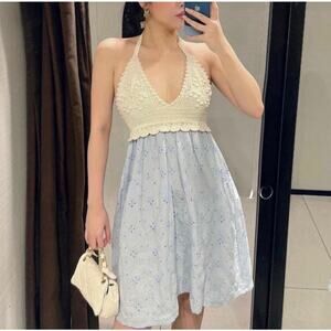ZARA COMBINATION EMBROIDERED KNIT DRES